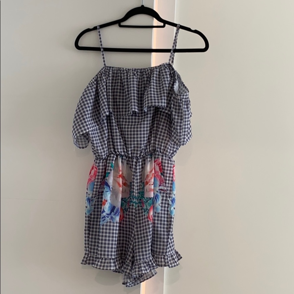 Gingham print romper